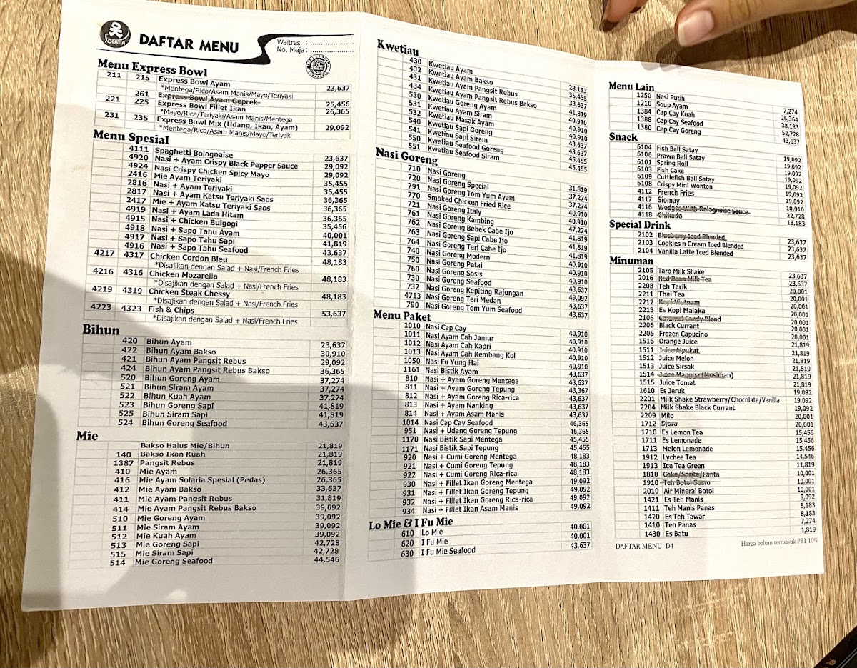 Menu Solaria - Tunjungan Plaza-2