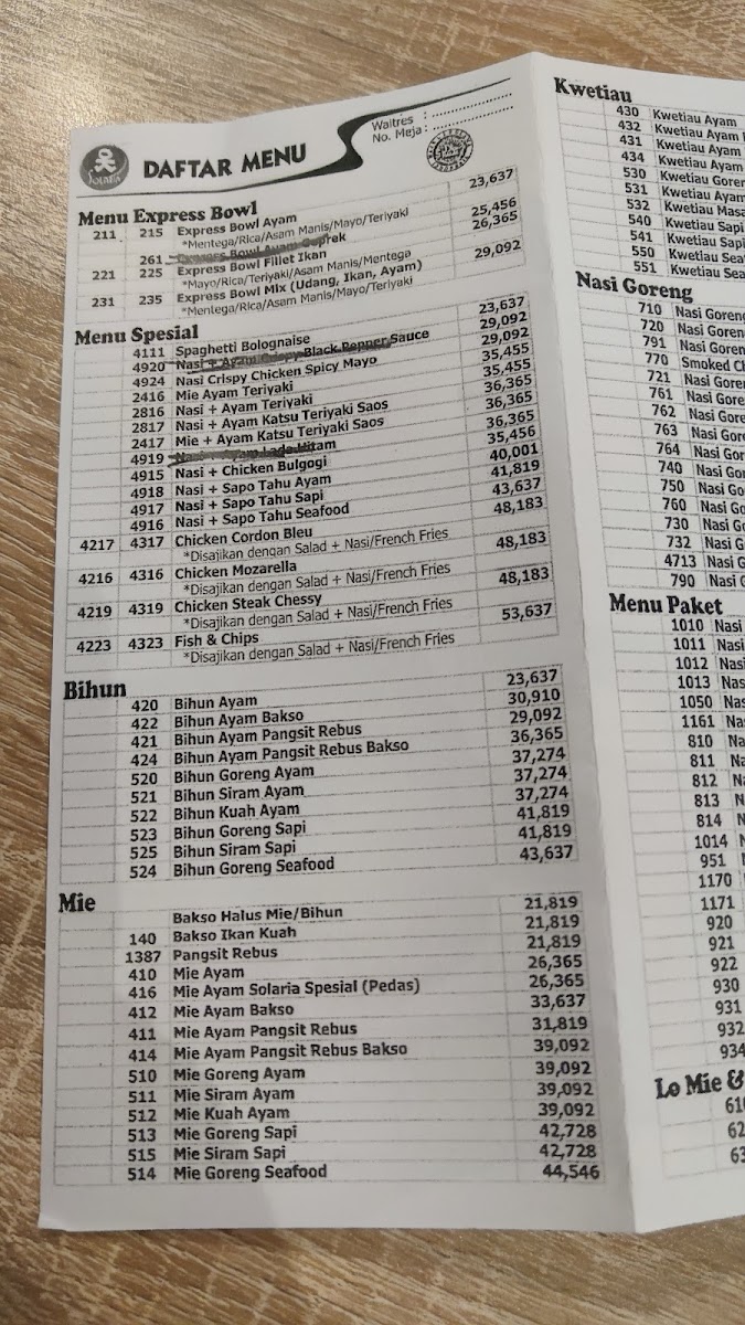 Menu Solaria - Tunjungan Plaza-5