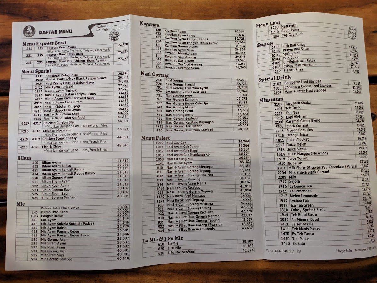 Menu Solaria - Tunjungan Plaza-8